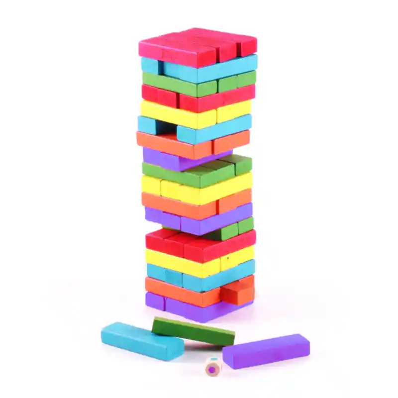 Juego Yenga Jenga Colores Educativo Para Niños 54 Piezas