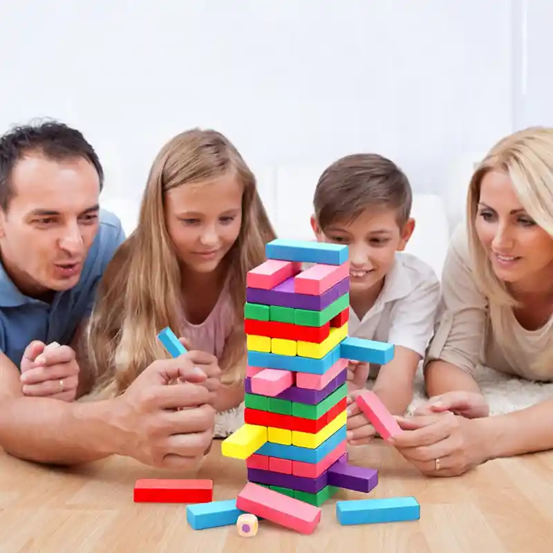 Juego Yenga Jenga Colores Educativo Para Niños 54 Piezas