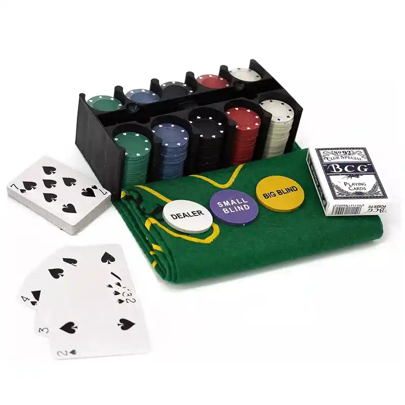 Set Poker 200 Fichas Texas Holdem 2 Barajas + Paño + Caja