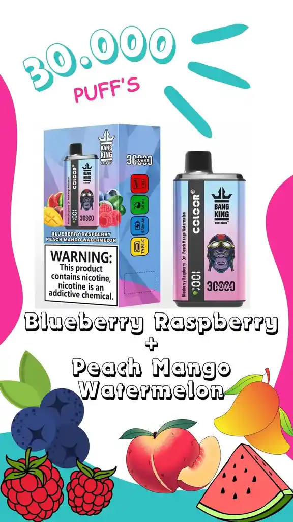 Vaper 30k Puffs · 2 X 1 · Blueberry Raspberry + Peach Mango Watermelon