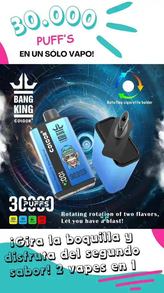 Vaper 30k Puffs · 2 X 1 · Blueberry Raspberry + Peach Mango Watermelon