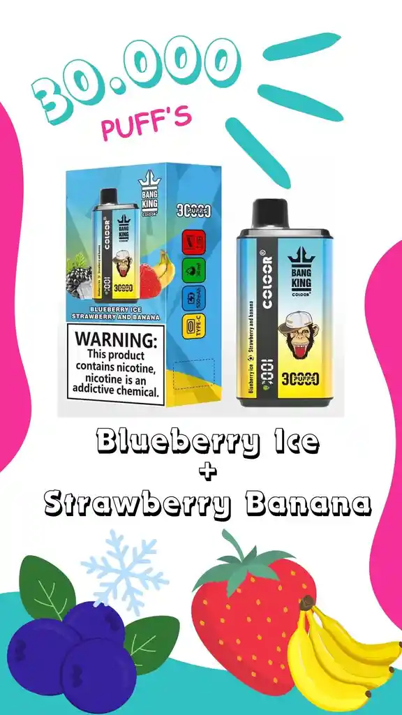 Vaper 30k Puffs · 2 X 1 · Blueberry Ice + Strawberry Banana