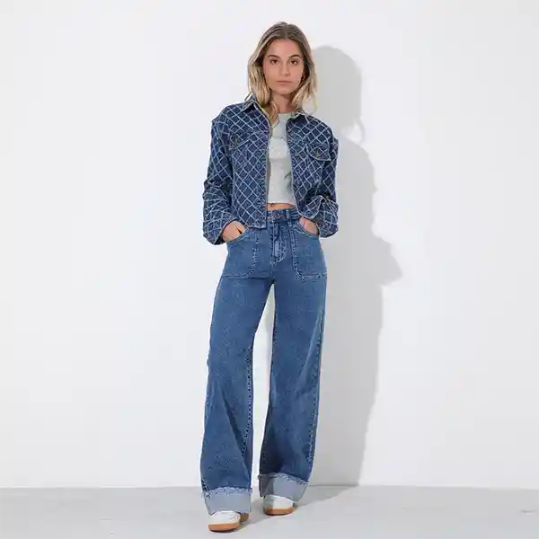 Pantalón Wide Leg Basta Ancha Azul 42 Raindoor