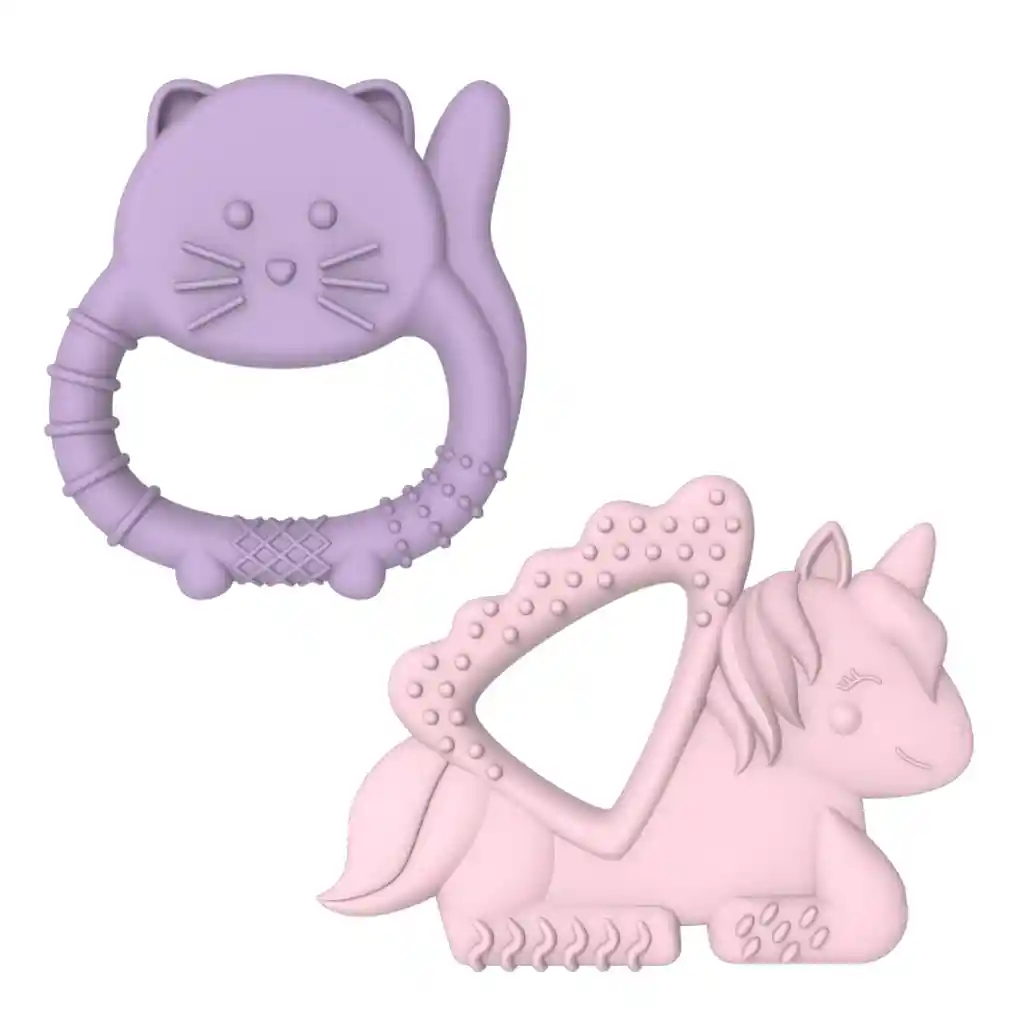 Pack De 2 Mordedores Silicona Unicornio - Gato Melii