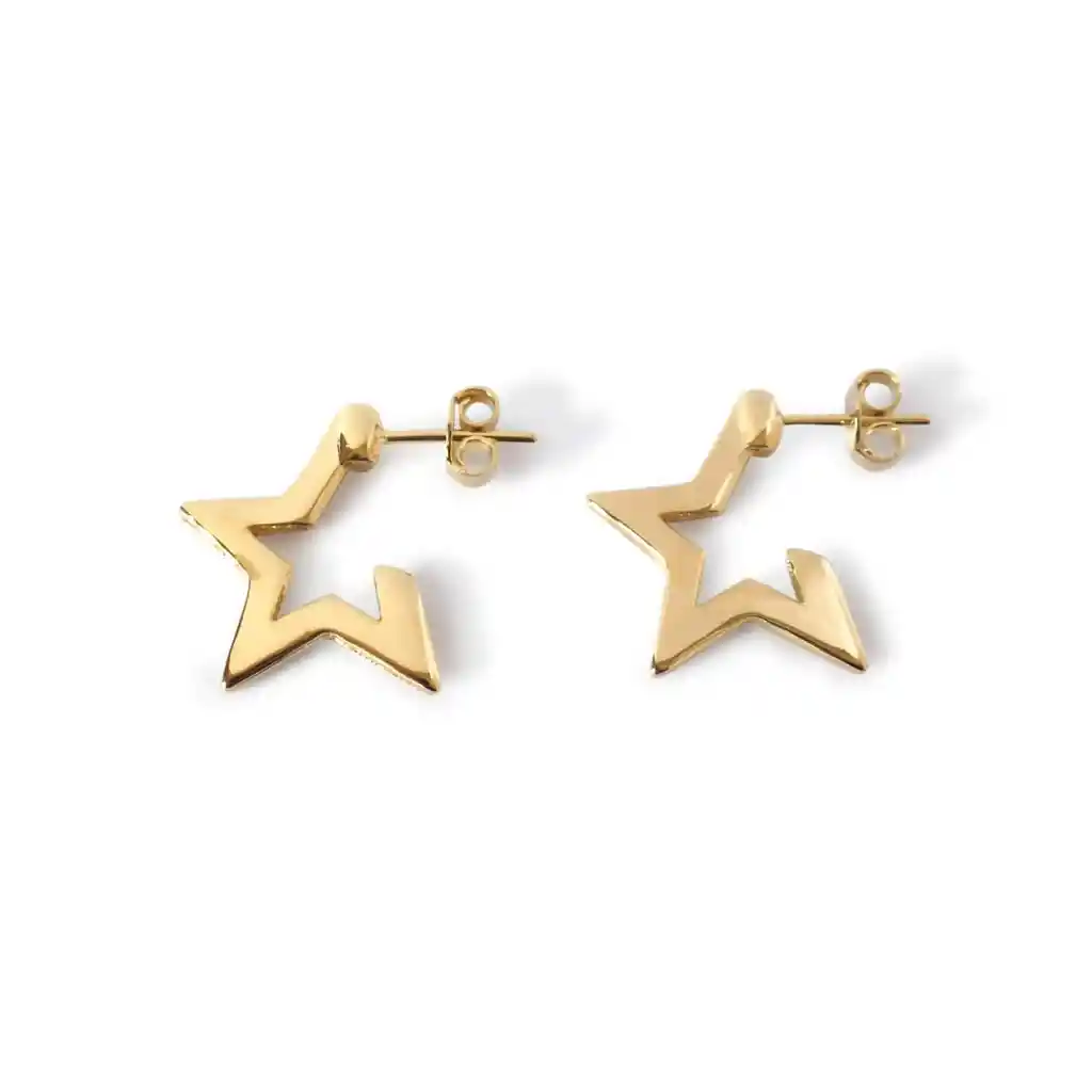 Aros Estrella 4 Puntas Enchapado Oro 18 K