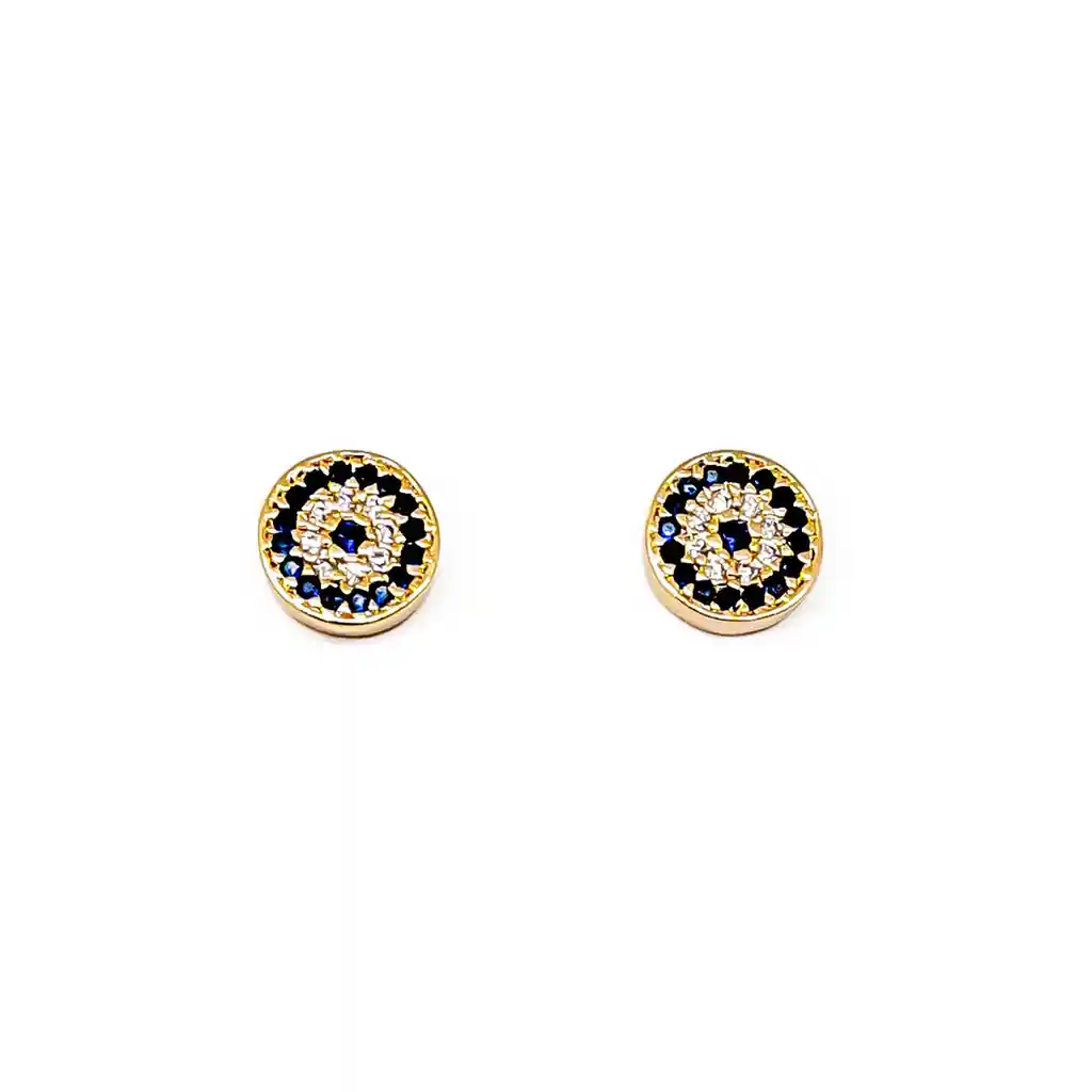 Aros Ojos Turcos Circones 9mm Enchapado Oro 18k