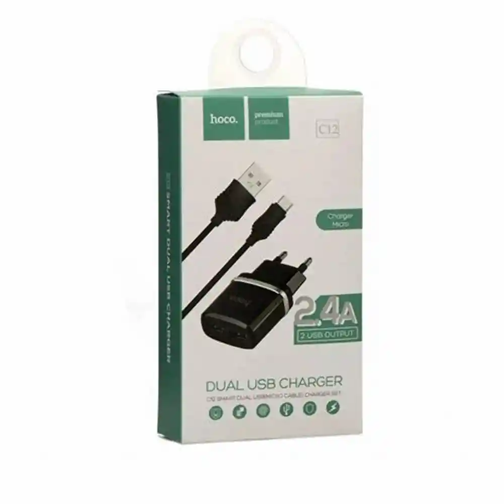 Cargador / Adaptador Dual Usb Carga Rapida 2.4a C12