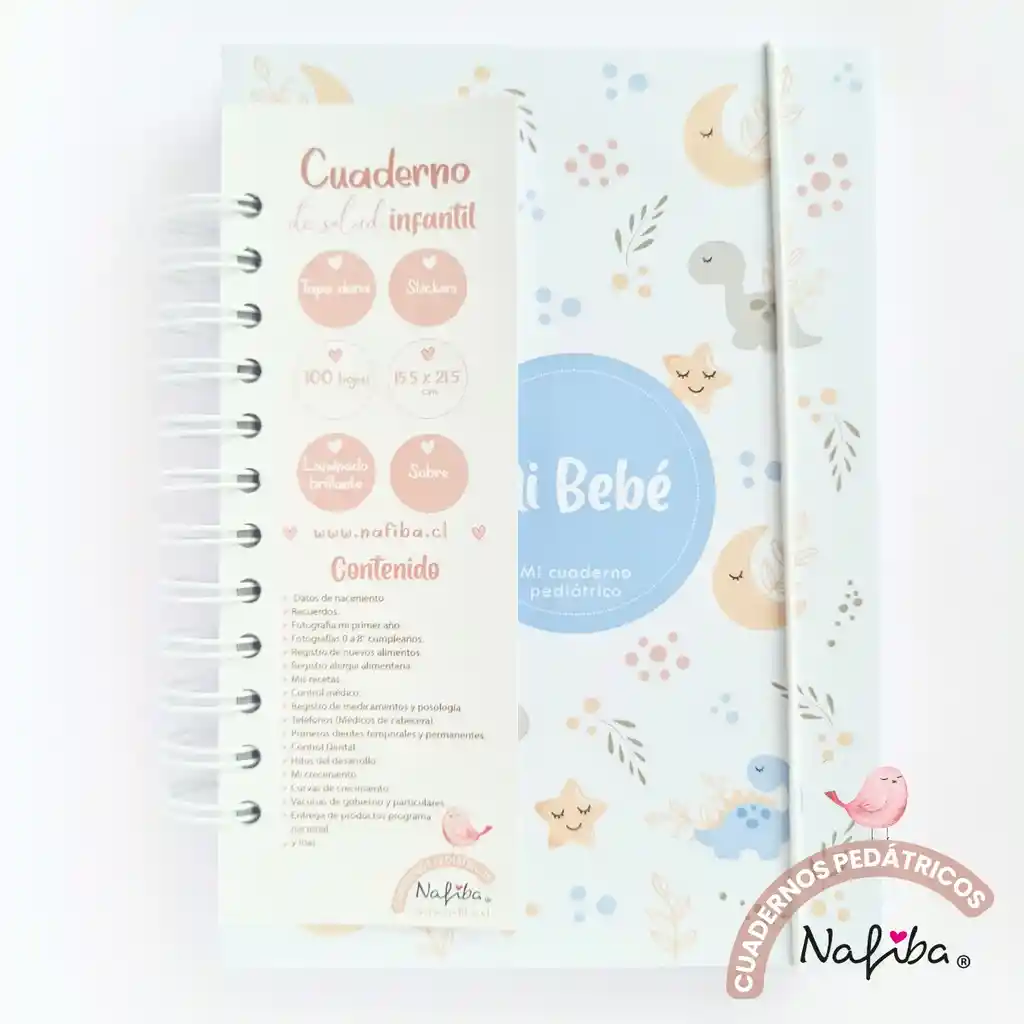 Libreta Pediátrica Celeste Dino