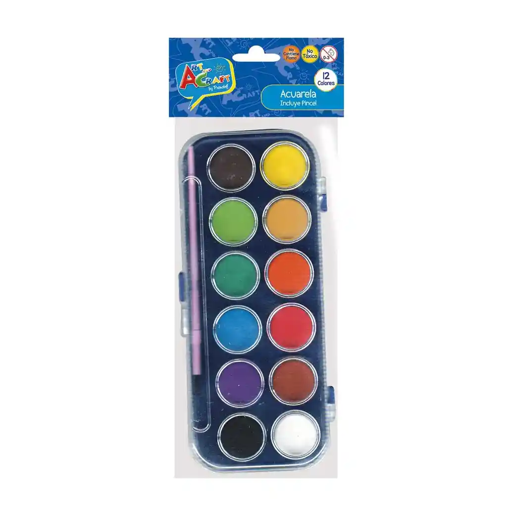 Acuarela 12 Colores Con Pincel Art And Craft