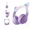 Audifono Inalambricos Orejas Gatito Cat Para Niña 10hrs W42 Morado