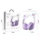 Audifono Inalambricos Orejas Gatito Cat Para Niña 10hrs W42 Morado