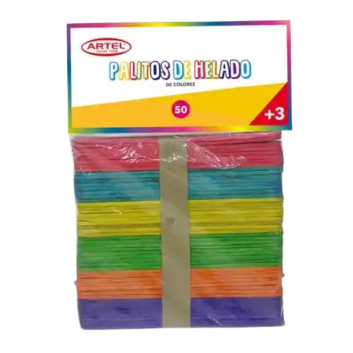 Bolsa 50 Palitos De Helado Colores Artel