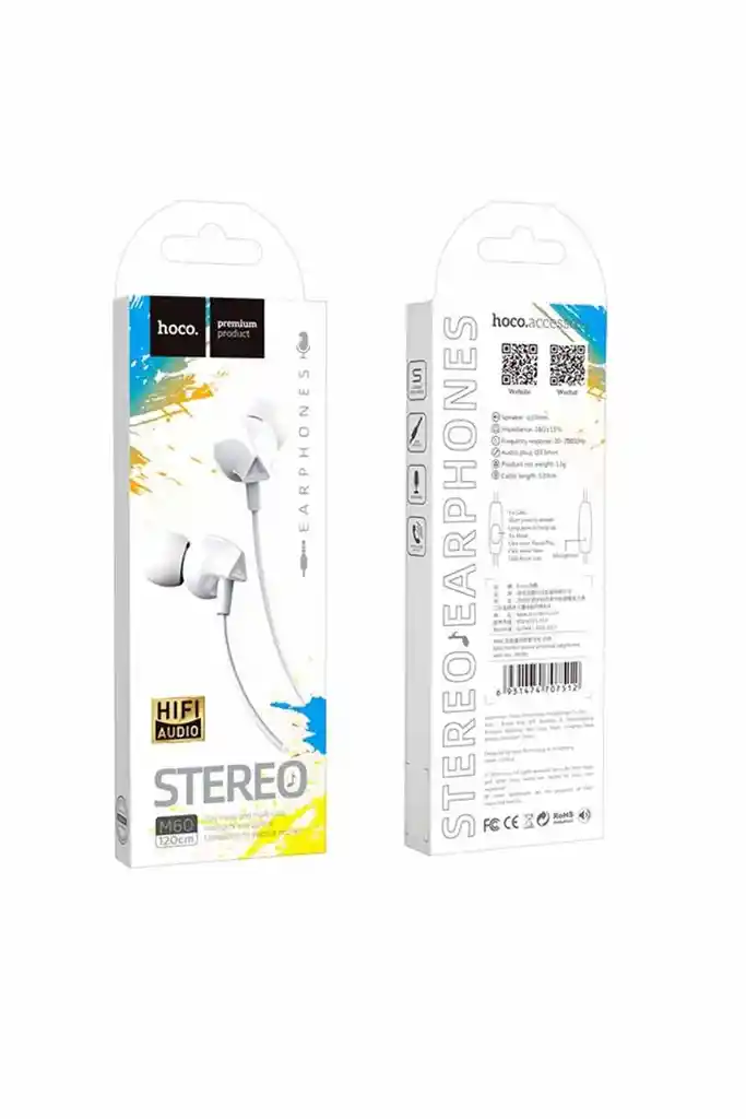 Audifono Hoco M60 Hifi Jack 3.5mm Blanco