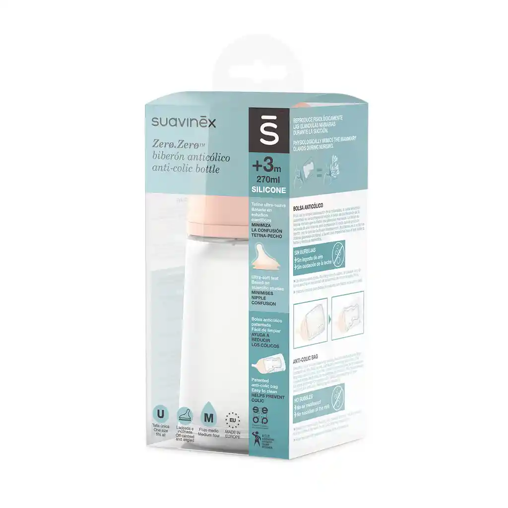 Mamadera Zero.zero Suavinex 270ml Tetina Flujo Medio