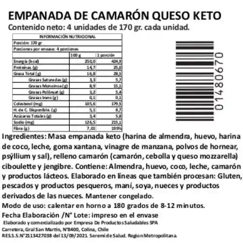 Empanada De Camarón Queso Keto