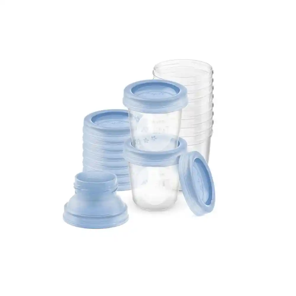 Set 10 Vasos De Almacenamiento 0m+ 180ml + 3 Mamaderas Blue