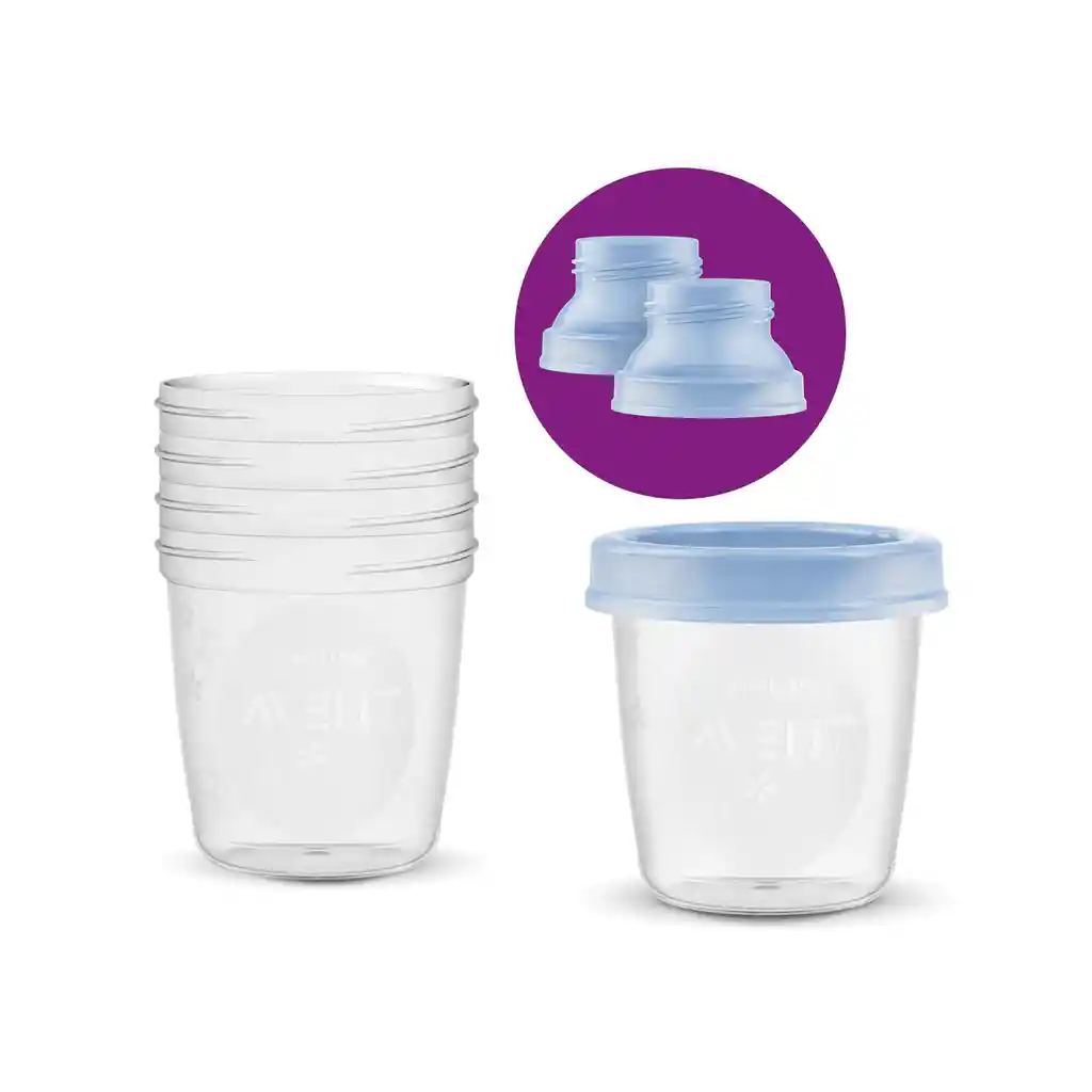 Set 10 Vasos De Almacenamiento 0m+ 180ml + 3 Mamaderas Blue