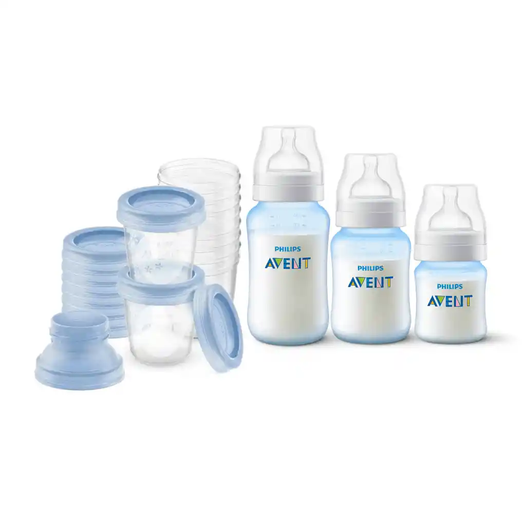 Set 10 Vasos De Almacenamiento 0m+ 180ml + 3 Mamaderas Blue