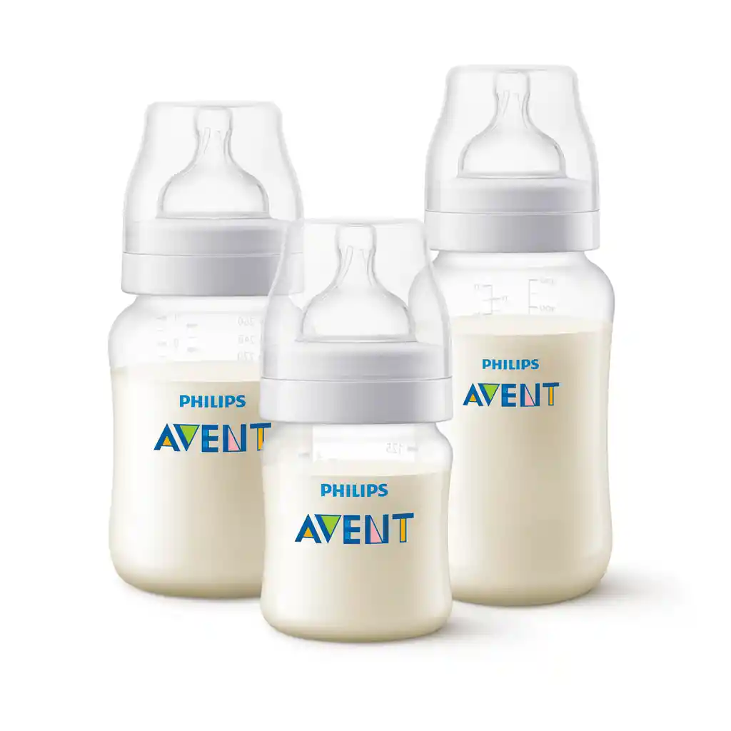 Extractor De Leche Manual Avent + Set De 3 Mamaderas Transparente