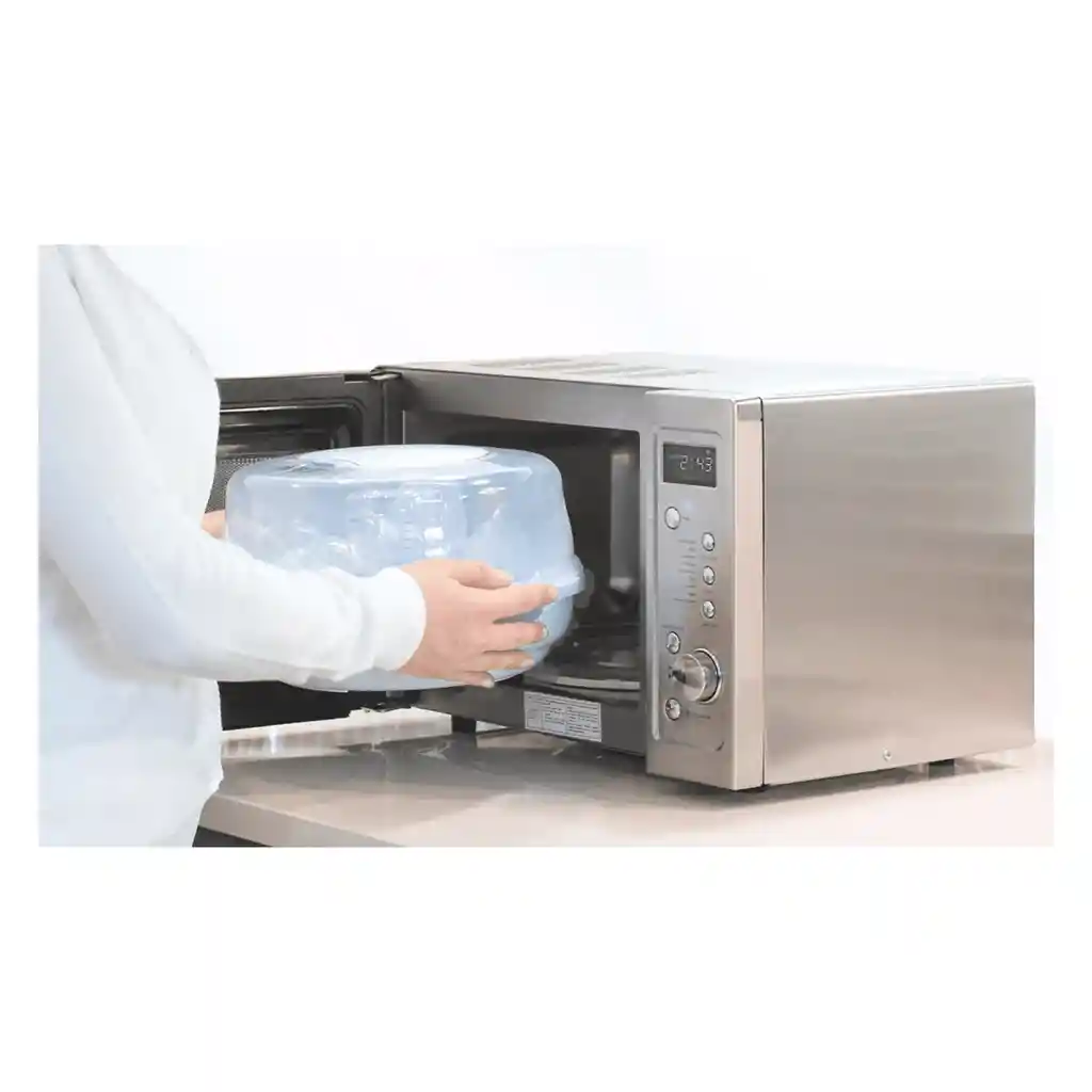Esterilizador A Vapor Para Microondas + 3 Mamaderas Blue