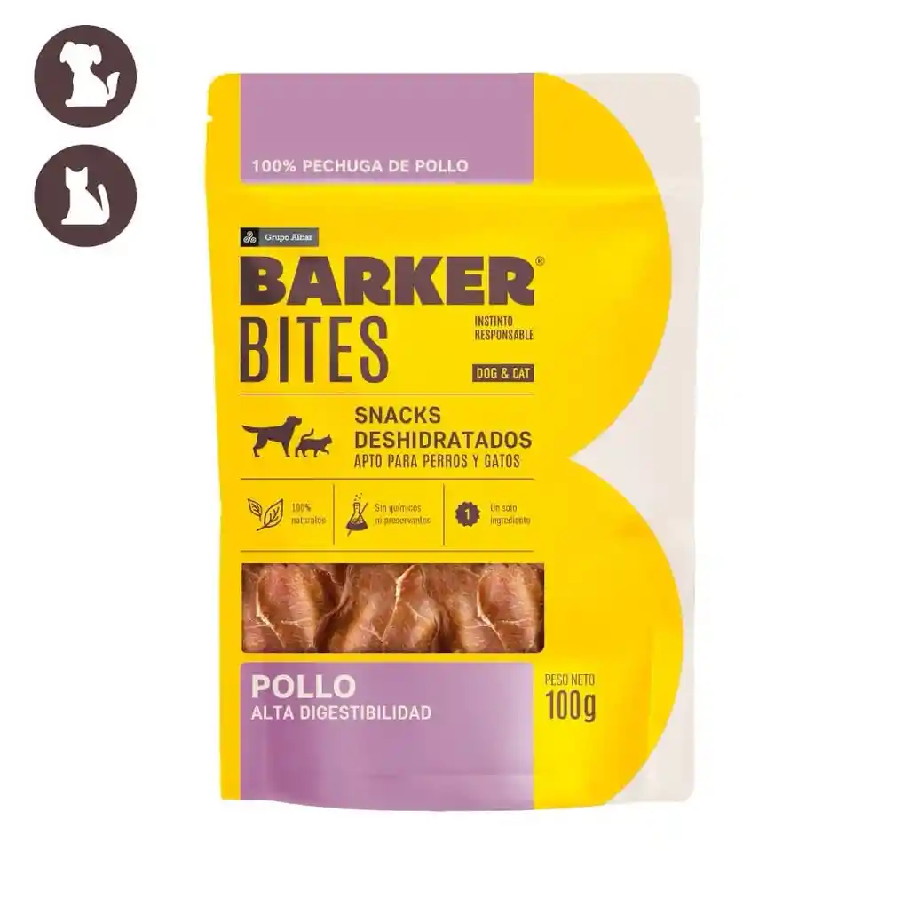 Barker Snacks Canino Y Felino Pollo Deshidratados 100gr