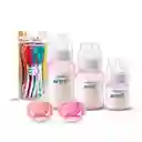 3 Mamaderas Pink + Set De 2 Chupetes 6-18 Meses Pink Y 4 Cucharas