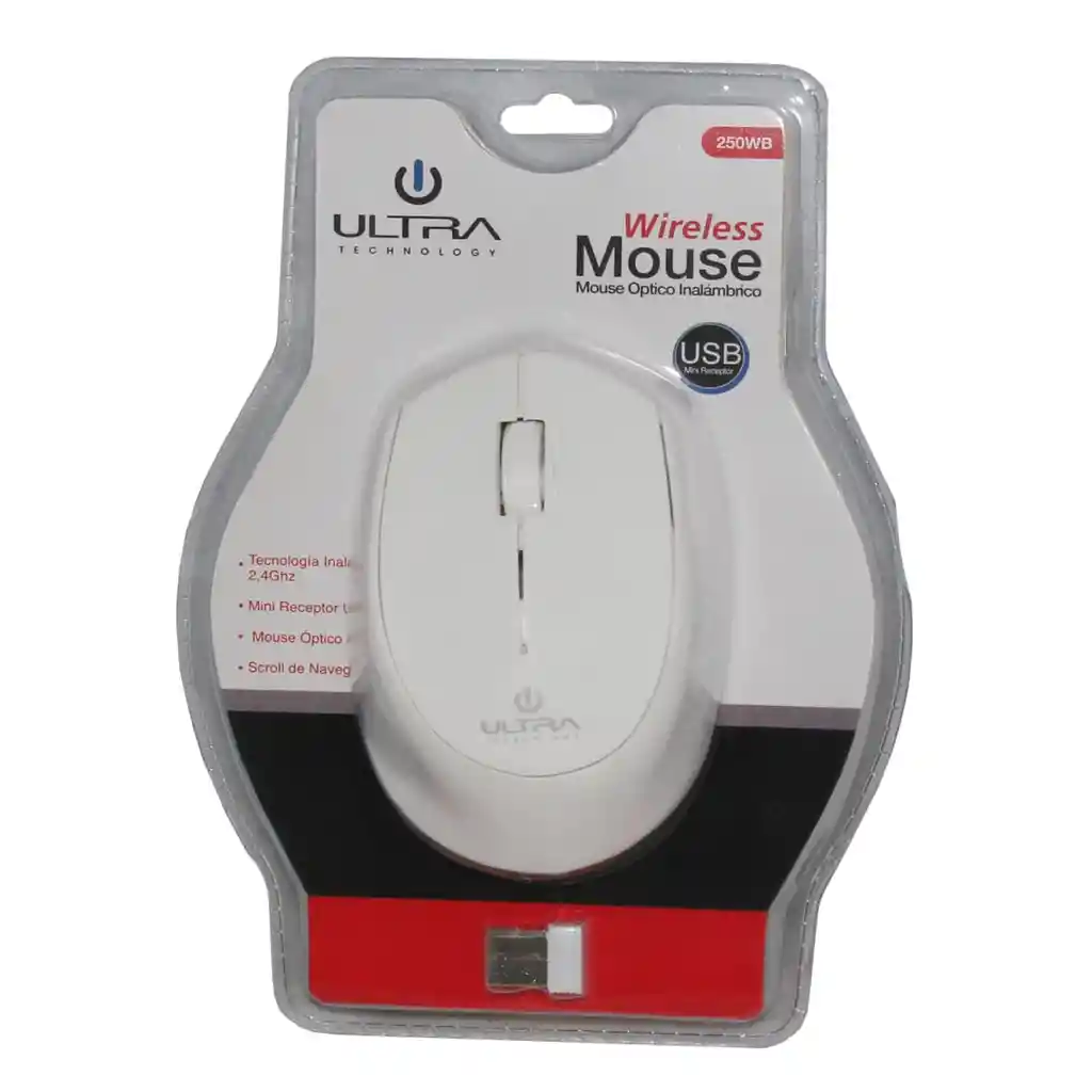 Mouse Inalambrico Ultra 250wr De 2.4ghz Blanco