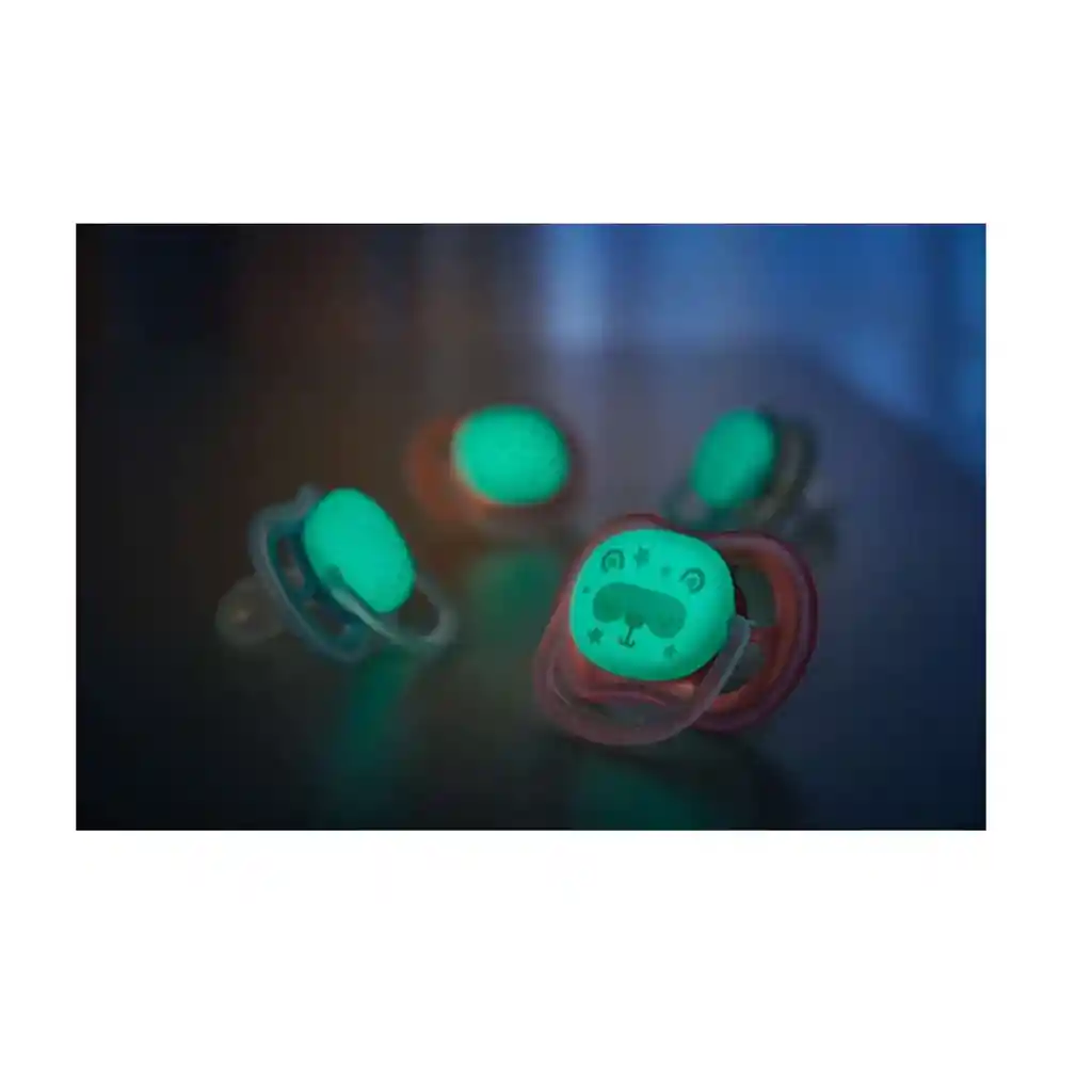 3 Mamaderas Blue + Set De 2 Chupetes 6-18 Meses Nocturno Y 4 Cucharas