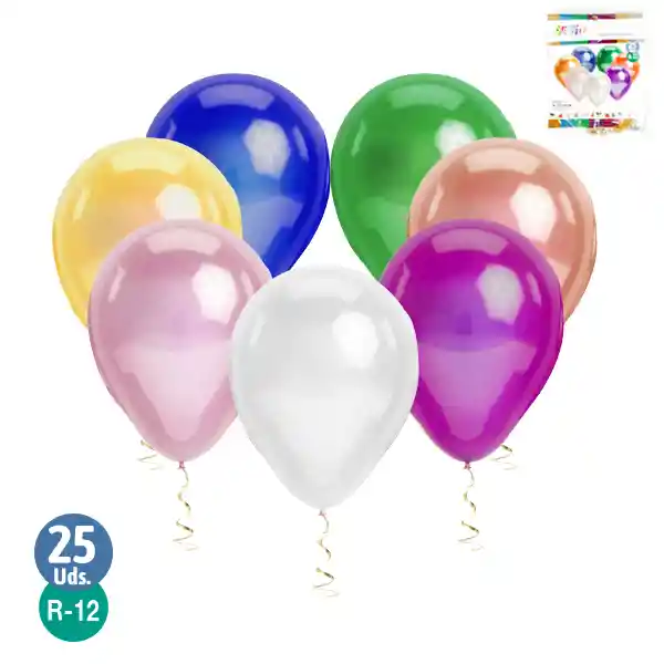 Globo #12 M.g. Cromo Surtido 25 Unidades