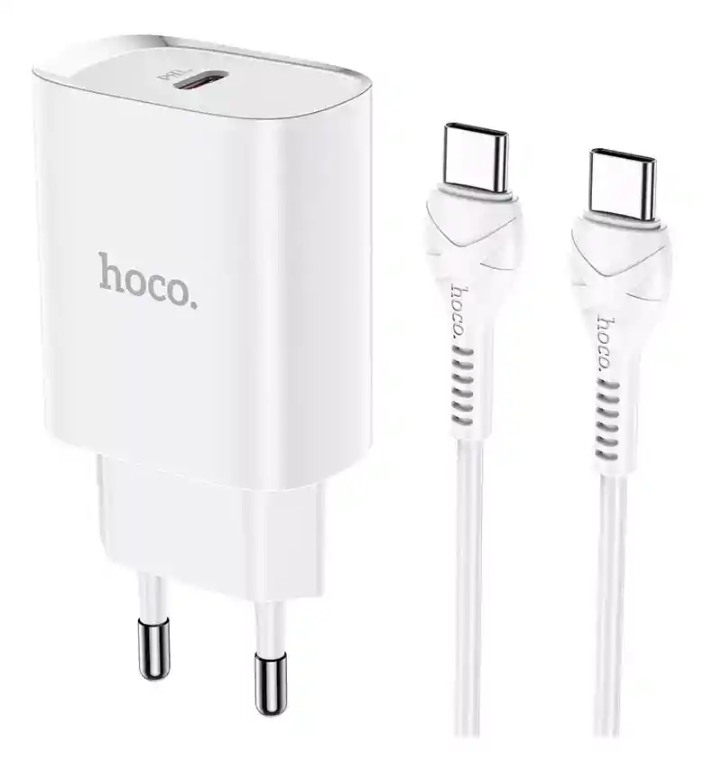 Cargador Hoco N14 Pd20w Con Cable Tipo C A Tipo C Blanco