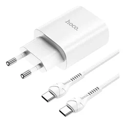 Cargador Hoco N14 Pd20w Con Cable Tipo C A Tipo C Blanco