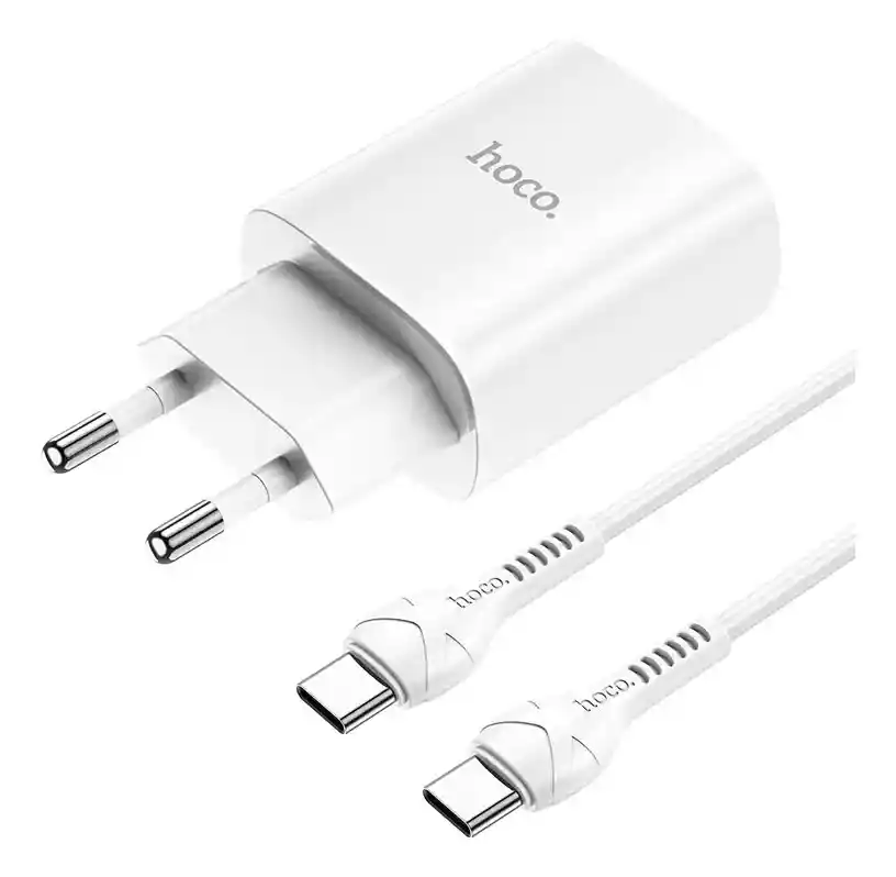 Cargador Hoco N14 Pd20w Con Cable Tipo C A Tipo C Blanco