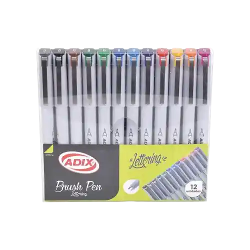 Set De Brush Pen Punta Fina 12 Colores