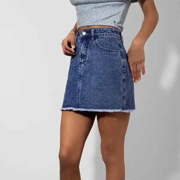 Pollera Estrellas Azul M Mujer