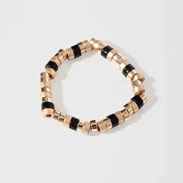 Brazalete Cuencas Dorado Y Negro Mujer