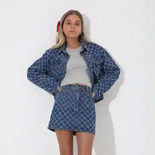 Pollera Rombos Azul S Mujer