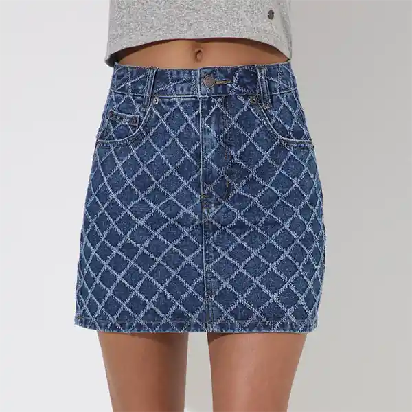 Pollera Rombos Azul S Mujer