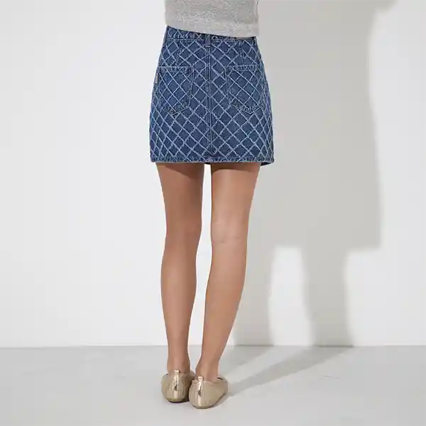 Pollera Rombos Azul S Mujer