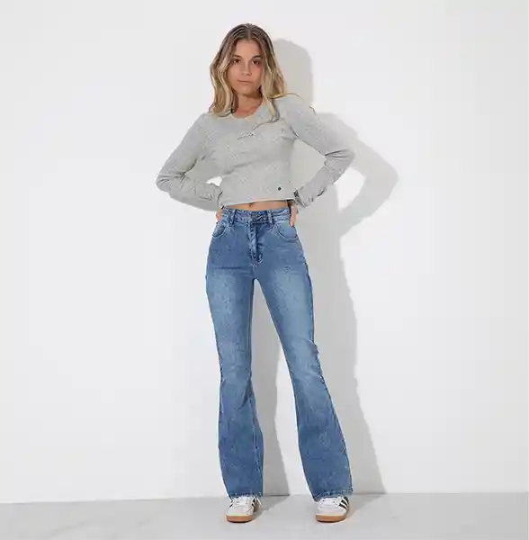 Pantalón Flare Estrella Azul 44 Mujer