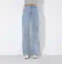 Pantalón Wide Leg Azul Brillos 42 Mujer