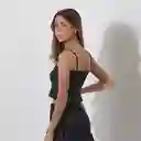 Top Panal Negro Lurex M Mujer