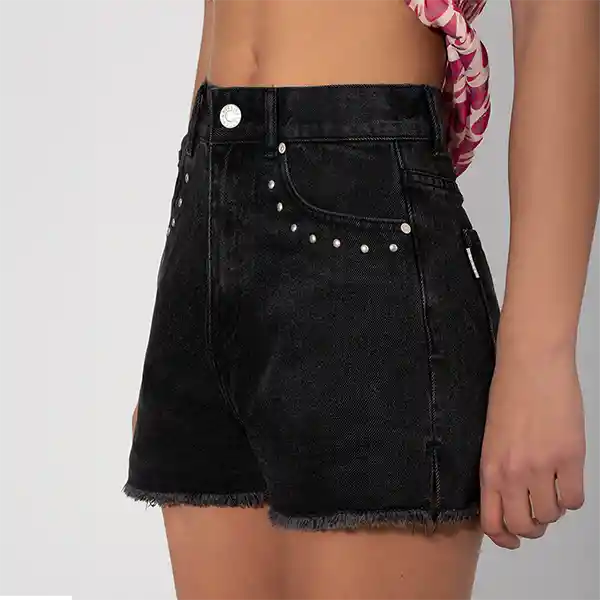 Short Básico Tachas Negro 44 Mujer