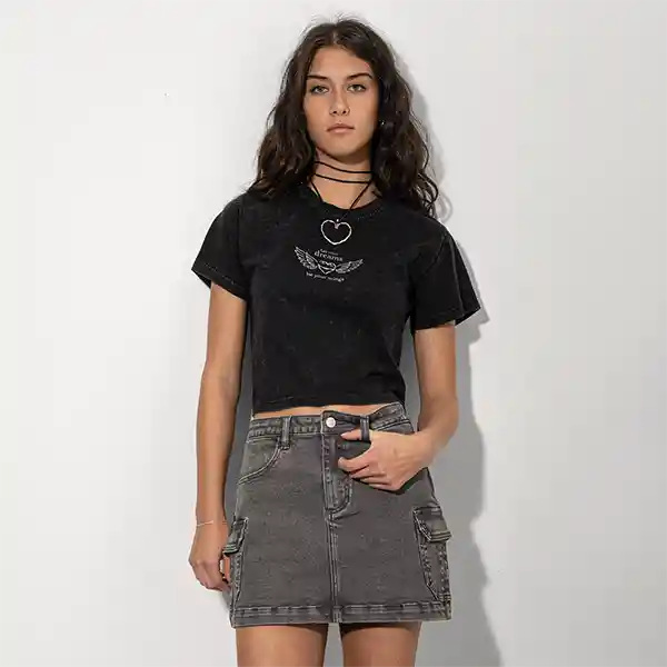 Pollera Cargo Gris S Mujer