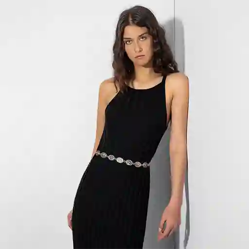 Vestido Tejido Halter Negro Xs Mujer
