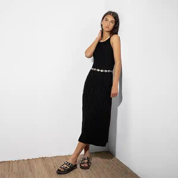 Vestido Tejido Halter Negro Xs Mujer