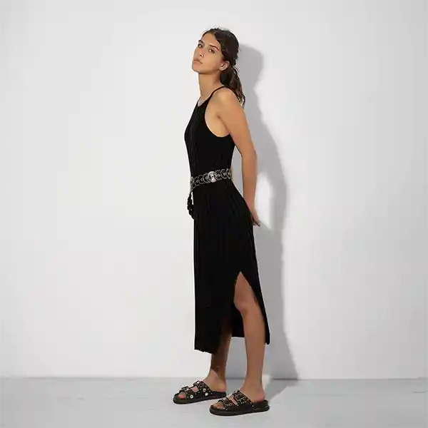 Vestido Tejido Halter Negro Xs Mujer