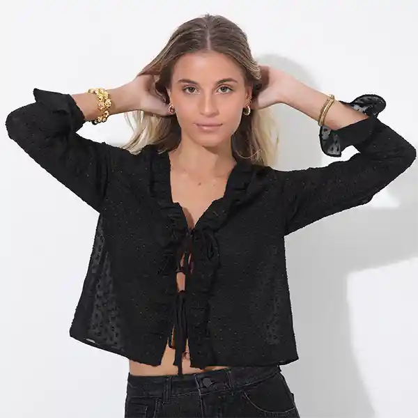 Blusa Transparencia Negra Xs Mujer