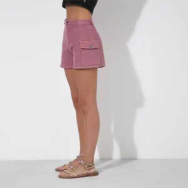 Short Bolsillos Laterales Púrpura 42 Mujer