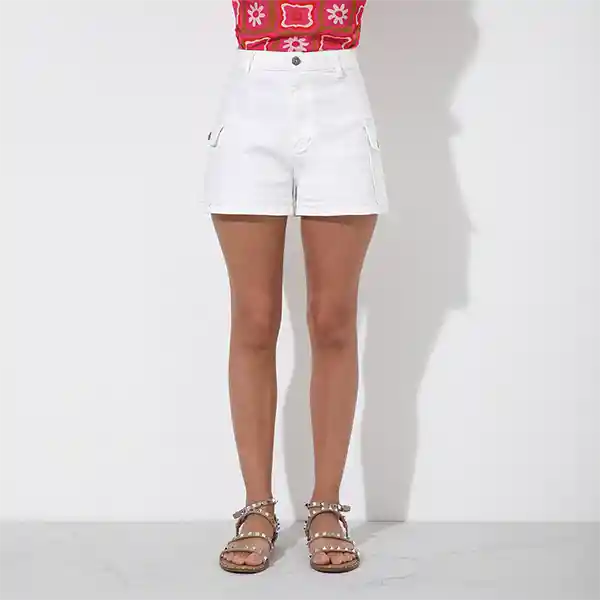 Short Bolsillos Laterales Blanco 42 Mujer
