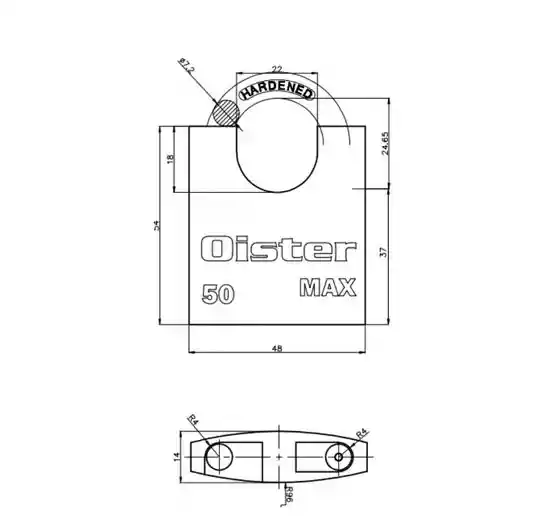 Candado Oister Max Con Hombro 50mm Caja